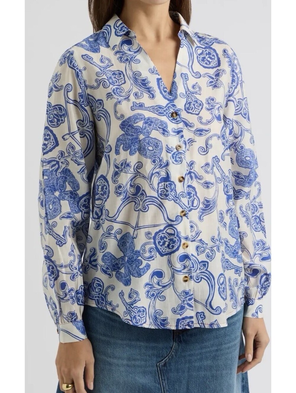 Never Fully Dressed Miley Printed Woven Shirt Women’s Size 8